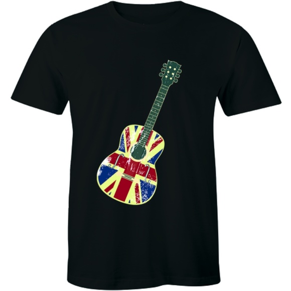 UK British Flag Acoustic Guitar England T-shirt - Picture 1 of 3